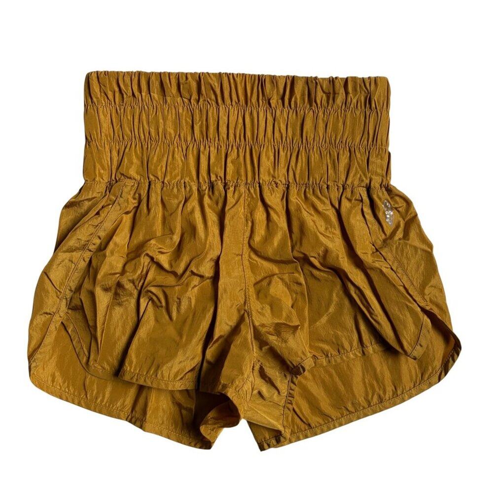 Free People FP MovementThe Way Home Smocked Shorts (Varsity Gold) - Size Small
